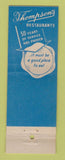 Matchbook Cover - Thompson's Restaurants 1941