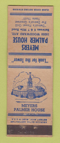 Matchbook Cover - Meyers Palmer House Restaurant Detroit MI