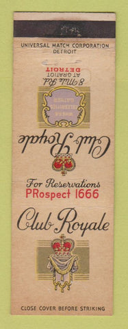 Matchbook Cover - Club Royale Detroit MI