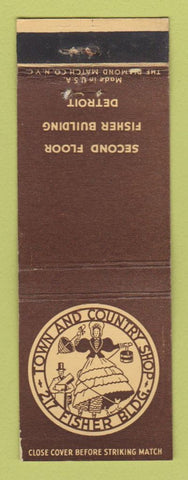 Matchbook Cover - Town and Country Shop Fisher Building Detroit MI