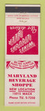 Matchbook Cover - Maryland Beverage Shoppe Liquor Detroit? MI