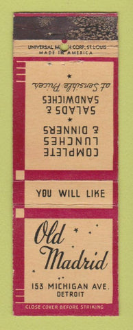 Matchbook Cover - Old Madrid Detroit MI restaurant WORN