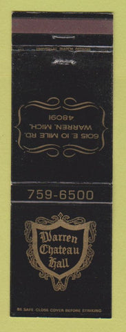 Matchbook Cover - Warren Chateau Hall Warren MI
