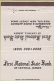 Matchbook Cover - First National State Bank Trenton NJ 40 Strike