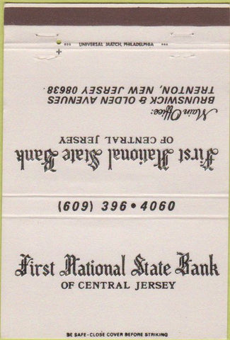 Matchbook Cover - First National State Bank Trenton NJ 40 Strike