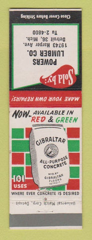 Matchbook Cover - Gibraltar Concrete Powers Lumber Detroit MI