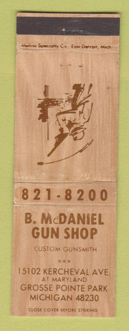 Matchbook Cover - B McDAniel Gun Shop Grosse Pointe Park MI WEAR