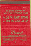 Matchbook Cover - Manley Furniture Lee's Summit MO appliances 40 Strike