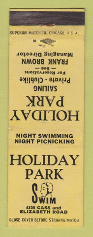 Matchbook Cover Holiday Park Swimming Sailing girlie back Waterford Township? MI