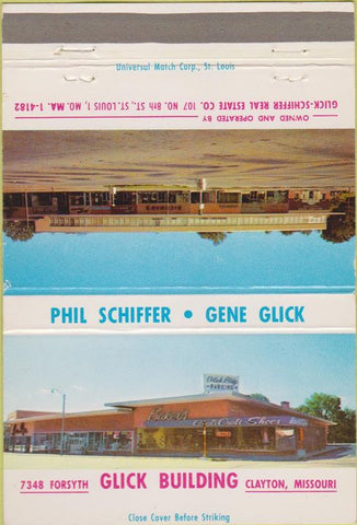 Matchbook Cover - Glick Building Phil Schiffer Clayton MO 40 Strike