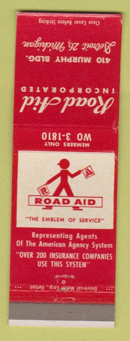Matchbook Cover - Road Aid inc Detroit MI Insurance