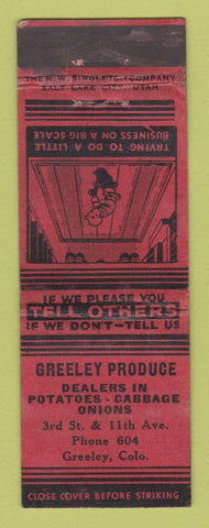 Matchbook Cover - Greeley Products Colorado WORN
