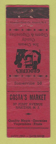 Matchbook Cover - Costa's Market Raritan NJ Grocery WORN
