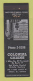 Matchbook Cover - Colonial Cabins Savannah GA