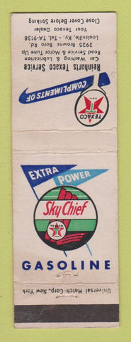 Matchbook Cover - Texaco oil gas Reinharts Louisville KY