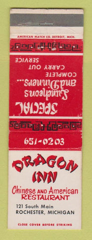 Matchbook Cover - Dragon Inn Rochester MI Chinese