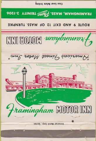 Matchbook Cover - Framingham Motel Inn MA 40 Strike
