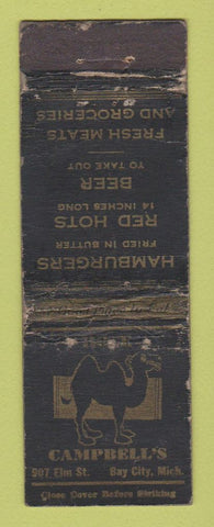 Matchbook Cover - Campbell's Bay City MI restaurant grocery POOR