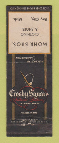Matchbook Cover - Crosby Square Men's Clothes Mohr Bros Bay City MI
