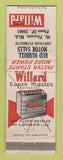 Matchbook Cover - Willard Batteries Hubbell Chrysler Plymouth Mount Pleasant MI