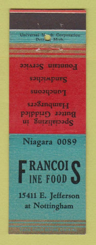 Matchbook Cover - Francois Fine Food Detroit MI
