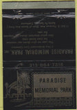 Matchbook Cover - Paradise Memorial Cemetery Santa Fe Springs CA 40 Strike