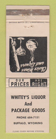 Matchbook Cover - Whitey's Liquor Package Store Buffalo WY WEAR