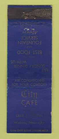 Matchbook Cover - City Cafe Wahoo NE WORN