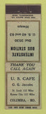 Matchbook Cover - US Cafe Columbia MO WEAR