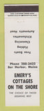 Matchbook Cover - Emery's Cottages on the Shore Bar Harbor ME