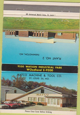 Matchbook Cover - Matco Machine  and  Tool St Louis MO 40 Strike