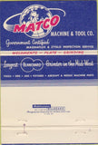 Matchbook Cover - Matco Machine  and  Tool St Louis MO 40 Strike