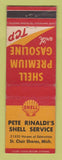 Matchbook Cover - Shell oil gas Pete Rinaldi's St Clair Shores MI