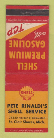 Matchbook Cover - Shell oil gas Pete Rinaldi's St Clair Shores MI