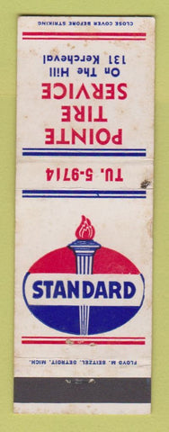Matchbook Cover Standard oil gas Pointe Tire Service Grosse Pointe Farms MI WORN