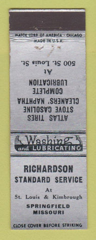 Matchbook Cover - Richardson Standard oil gas Atlas Tires Springfield MO