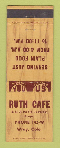 Matchbook Cover - Ruth Cafe Wray Colorado