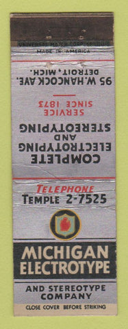 Matchbook Cover - Michigan Electrotype Detroit MI WORN