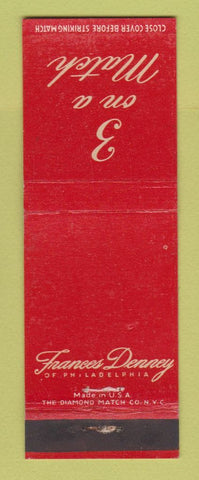 Matchbook Cover - Frances Denney Philadelphia PA 3 on a Match