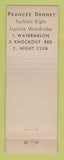 Matchbook Cover - Frances Denney Philadelphia PA 3 on a Match