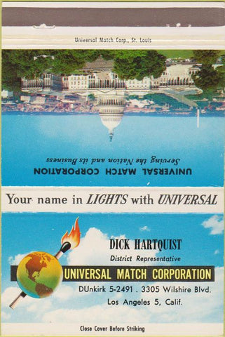 Matchbook Cover - Universal Match Dick Hartquist Los Angeles CA 40 Strike