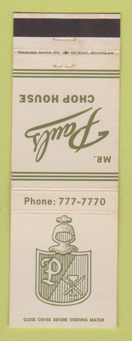 Matchbook Cover - Mr Pauls Chop House Roseville MI