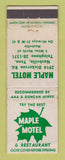 Matchbook Cover - Maple Motel Nashville TN WORN