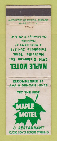 Matchbook Cover - Maple Motel Nashville TN WORN