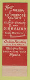 Matchbook Cover - Gibraltar Concrete Lutz Lumber Coal Detroit MI