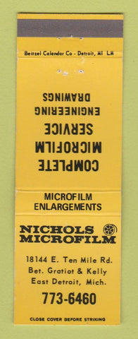 Matchbook Cover - Nichols Microfilm East Detroit MI