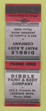 Matchbook Cover - Dibble Paint Auto Body Jackson MI