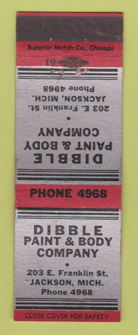Matchbook Cover - Dibble Paint Auto Body Jackson MI