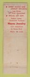 Matchbook Cover - Hayes Jewelry Detroit MI Bulova Benrus Elgin Watches