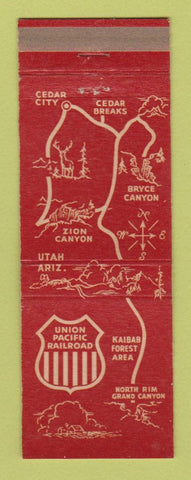 Matchbook Cover - Union Pacific Railroad Utah Parks Cedar City UT